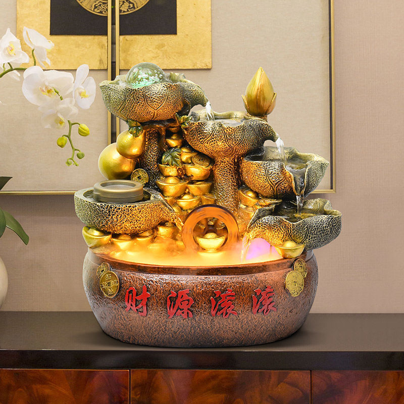 风水轮流水招财生财摆件简约聚宝盆礼品新店开业礼物收银台装饰品
