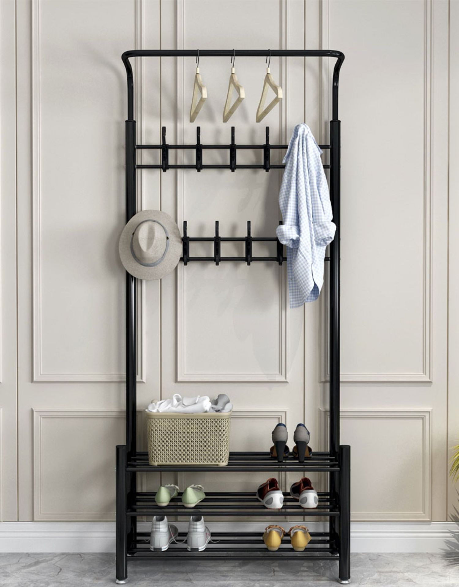 晾衣架落地室内卧室挂衣服架子简易挂包架经济型门口家用凉晒衣架