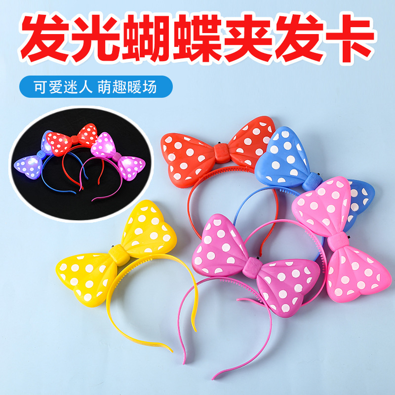 korean style luminous bow headband hairpin flash hairpin minnie headband concert headband luminous toys wholesale