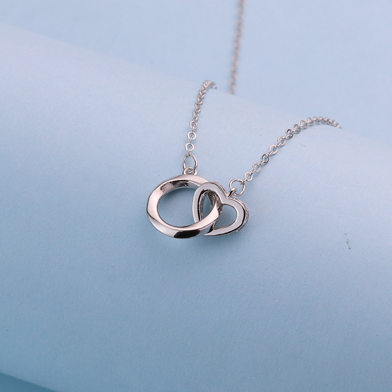莫比乌斯环爱心情侣项链s999纯银女韩版轻奢小众感锁骨链礼物