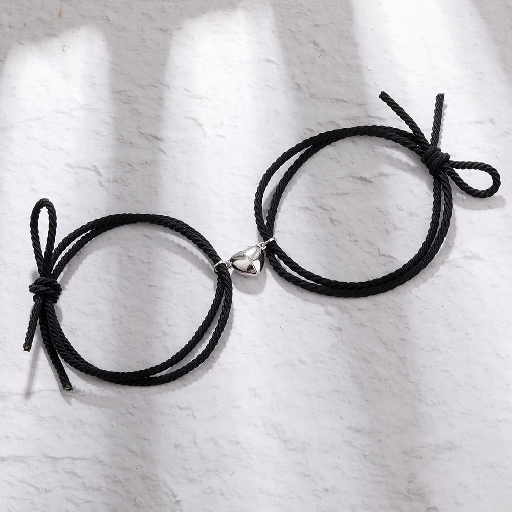 吸铁石情侣弹力皮筋手绳手链学生男女磁铁手链一对情人节编织手绳