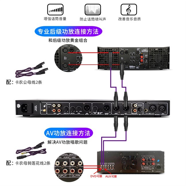 前级反馈抑制效果器防啸叫dsp双混响蓝牙舞台酒吧演讲数字混音器