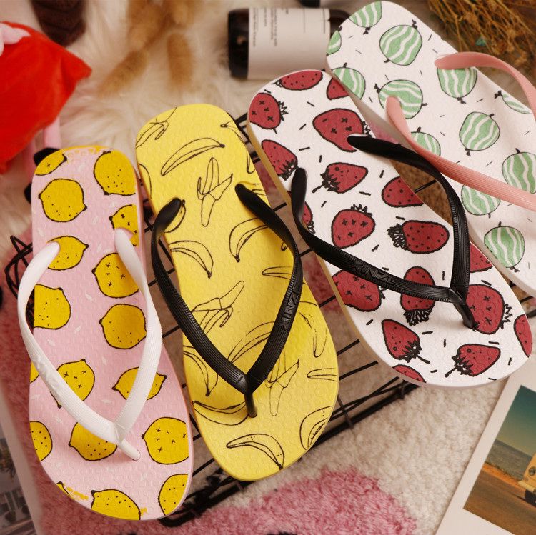 日韩可爱小清新水果夏季凉拖鞋软妹粉色人字拖沙滩鞋平底休闲凉拖