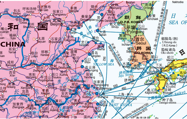 2021版世界海运交通图中英文2.3x1.1米航海路线港口油