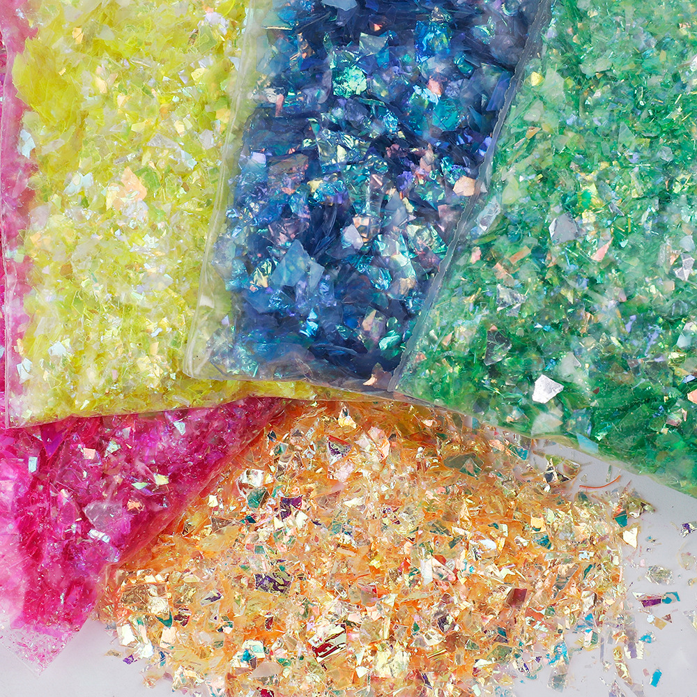 20克装美甲极光碎 指甲闪片亮片贝壳纸 幻彩美甲不规则糖果纸