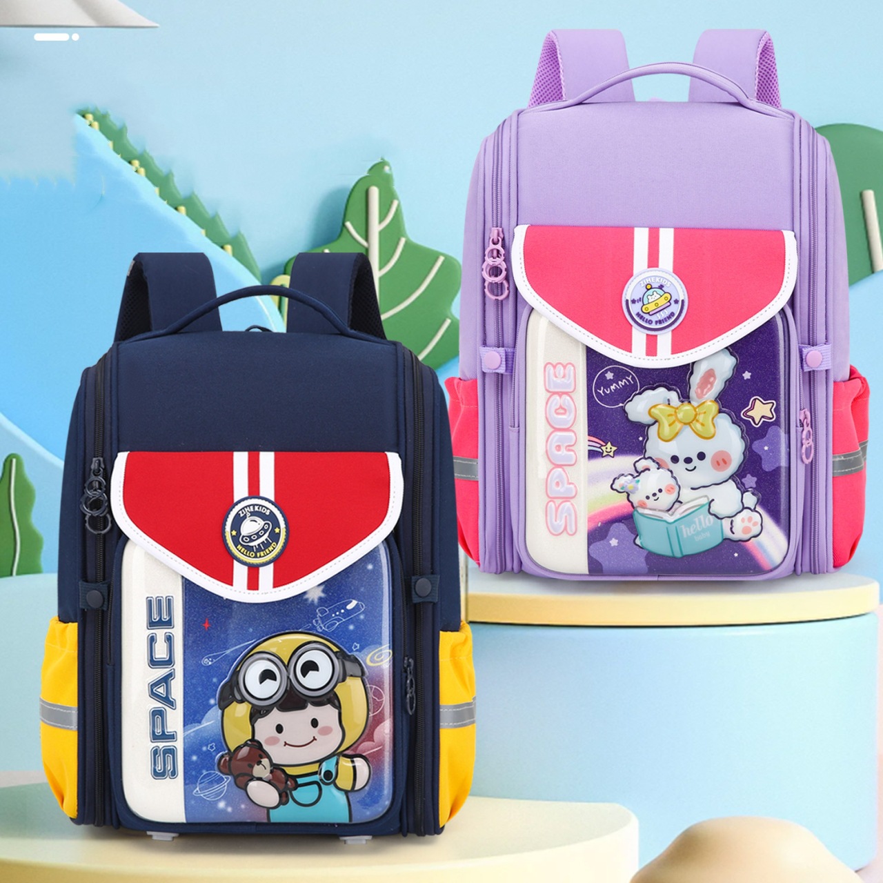 儿童护脊书包卡通图案大容量高颜值可爱双肩包潮科学设计减负背包