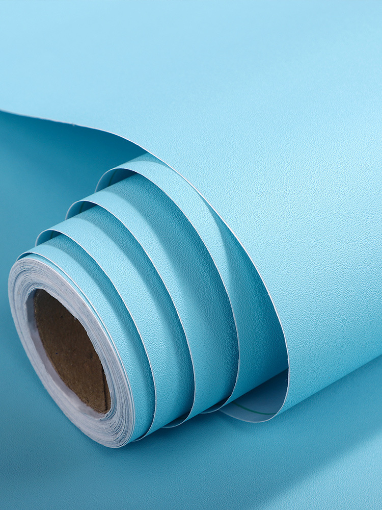 鲜蓝蓝色即时贴自粘幼儿园刻字机不干胶广告墙纸自粘纯色壁纸贴纸