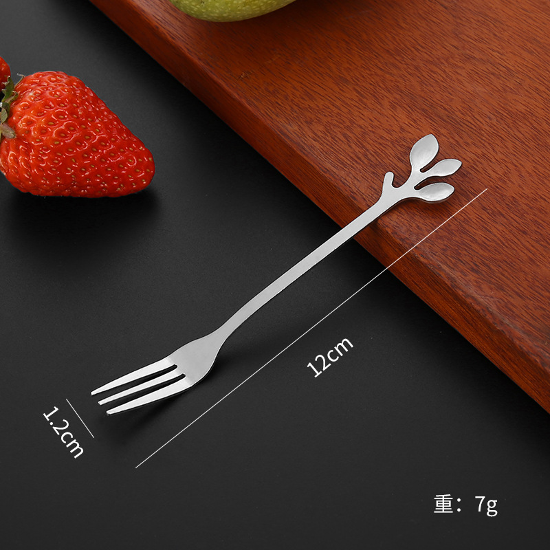 Jieyang Stainless Steel Spoon Fork Ice Cream Spoon Coffee Spoon Tableware Dessert Fork Good-looking Cake Fruit Small Forks and Spoons