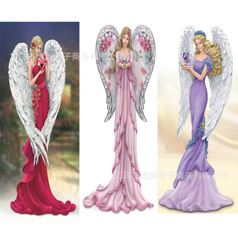 亚马逊速卖通货源diy满钻装饰画长裙天使翅膀女孩系列新款钻石画