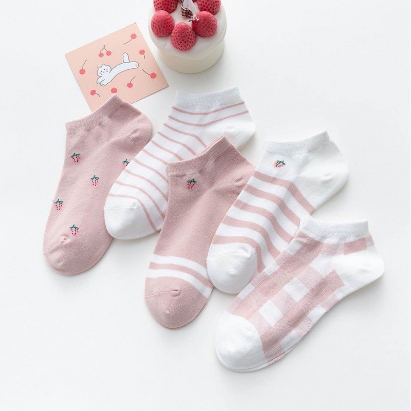 批发一件代发女式粉色系甜美船袜少女感女袜秋冬袜子可爱女生短袜