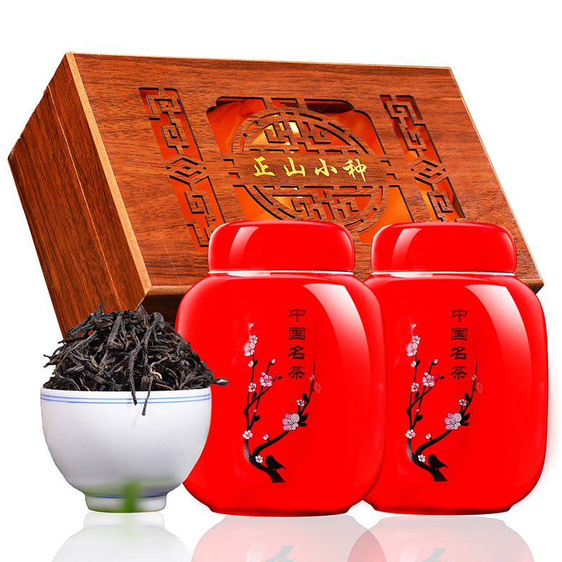 新茶武夷山正山小种茶叶瓷罐木盒高档红茶礼盒装中秋过节送礼礼品