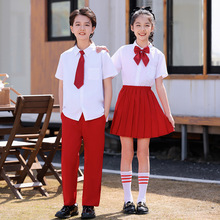 国庆六一儿童表演服装红色男女合唱幼儿园小学生朗诵运动班服学院