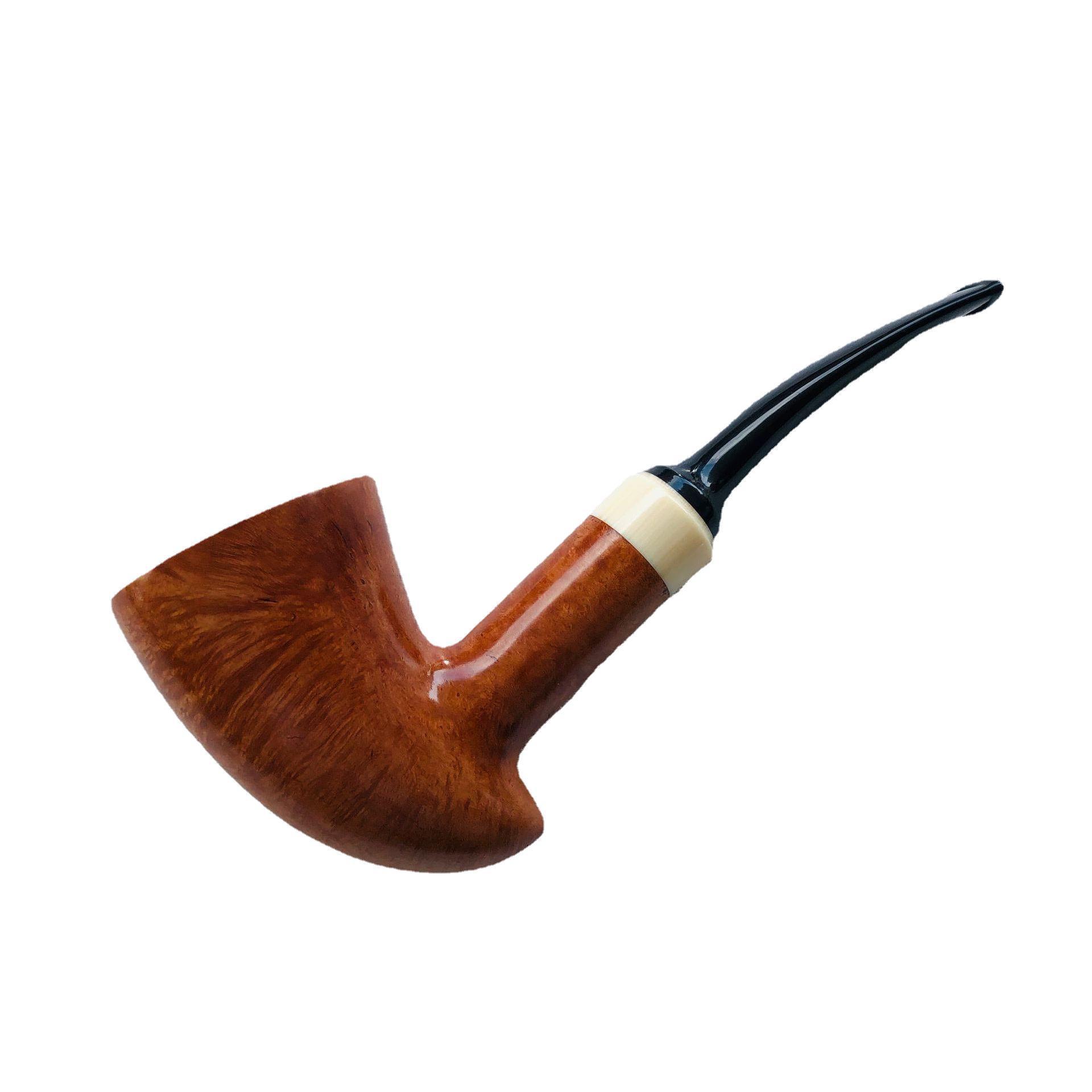 三森工厂批发大号9314实木烟斗9mm碳芯过滤羊角式石楠木烟斗