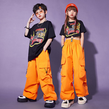 街舞儿童潮服爵士舞女童服装表演服夏男童帅气嘻哈风hiphop演出服