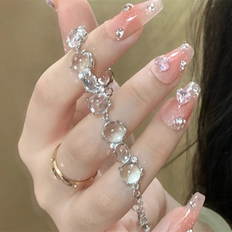 Crystal Transparent Bead Bracelet Clear Cold Wind Special-Interest Design Xiaohongshu Same Style All-Matching Girlish Summer 2022 New