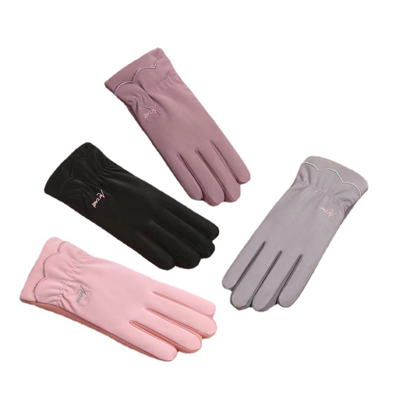 N15 Women's Autumn and Winter Warm Gloves Touch Screen Fleece-lined Cotton Gloves Bicycle Riding Finger Wind and Cold Proof Gloves