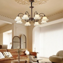法式中古客厅吊灯美式复古铃兰花大厅主灯感浪漫餐厅卧室灯具