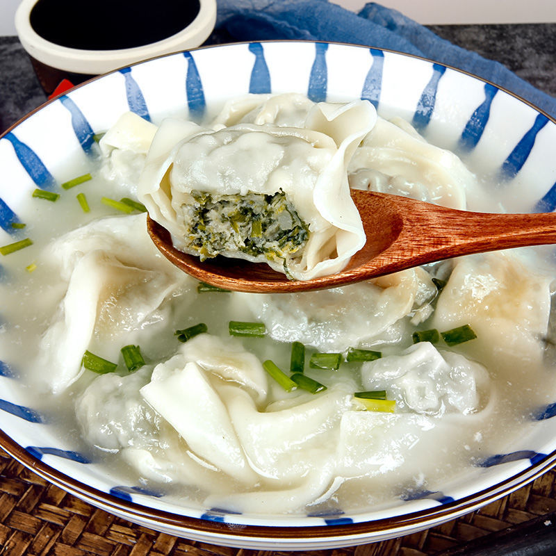 纯手工新鲜荠菜鲜肉大馄饨云吞半成品早餐速食速冻方便家用袋装
