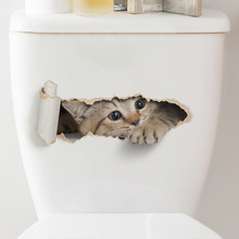 新款AD1157卡通破洞猫咪马桶贴浴室卫生间美化装饰马桶盖防水贴纸