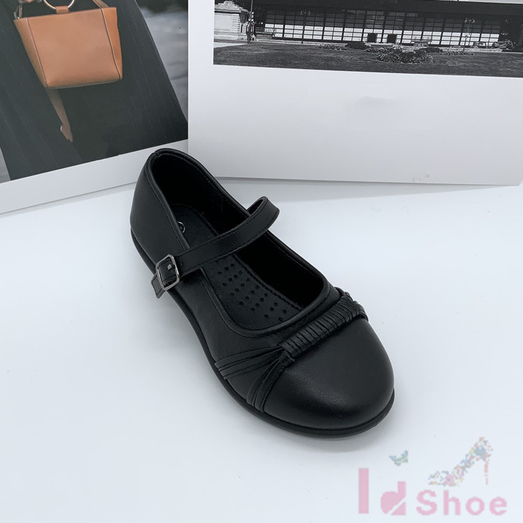 Handcraft Shoes Foreign Trade Student Shoes Spring and Summer Black Shoes Lady Guangzhou Women‘s Shoes Simple Metal Buckle Girl Student Shoes