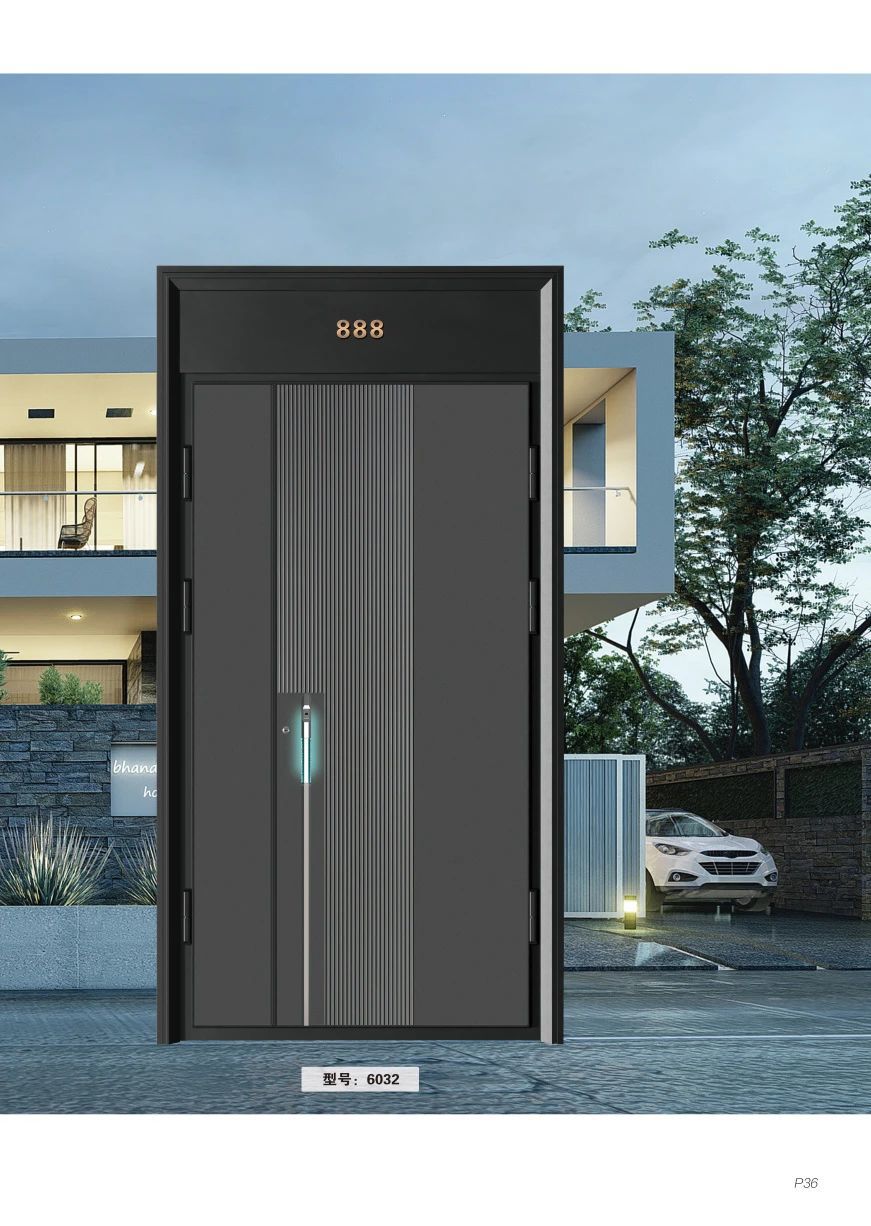 供应轻奢极简雕铝艺双开大门别墅入户防爆铸铝门进户子母装甲大门