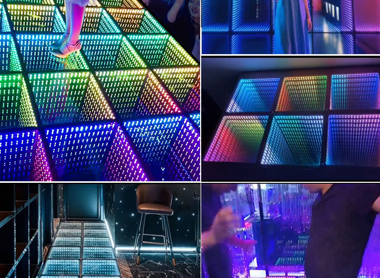 led深渊地砖灯舞台多层背景墙ktv酒吧霓虹镜面3d深渊镜logo深渊灯