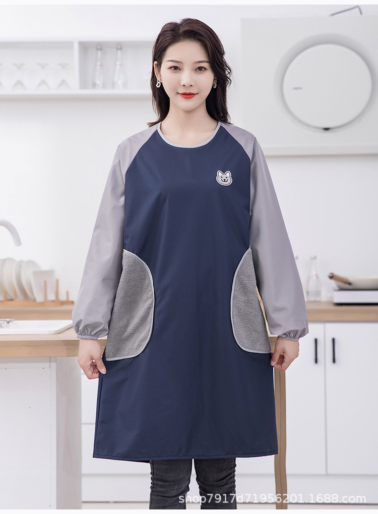 围裙女家用厨房长袖防水防油2021新款韩版时尚可爱做饭罩衣工作服