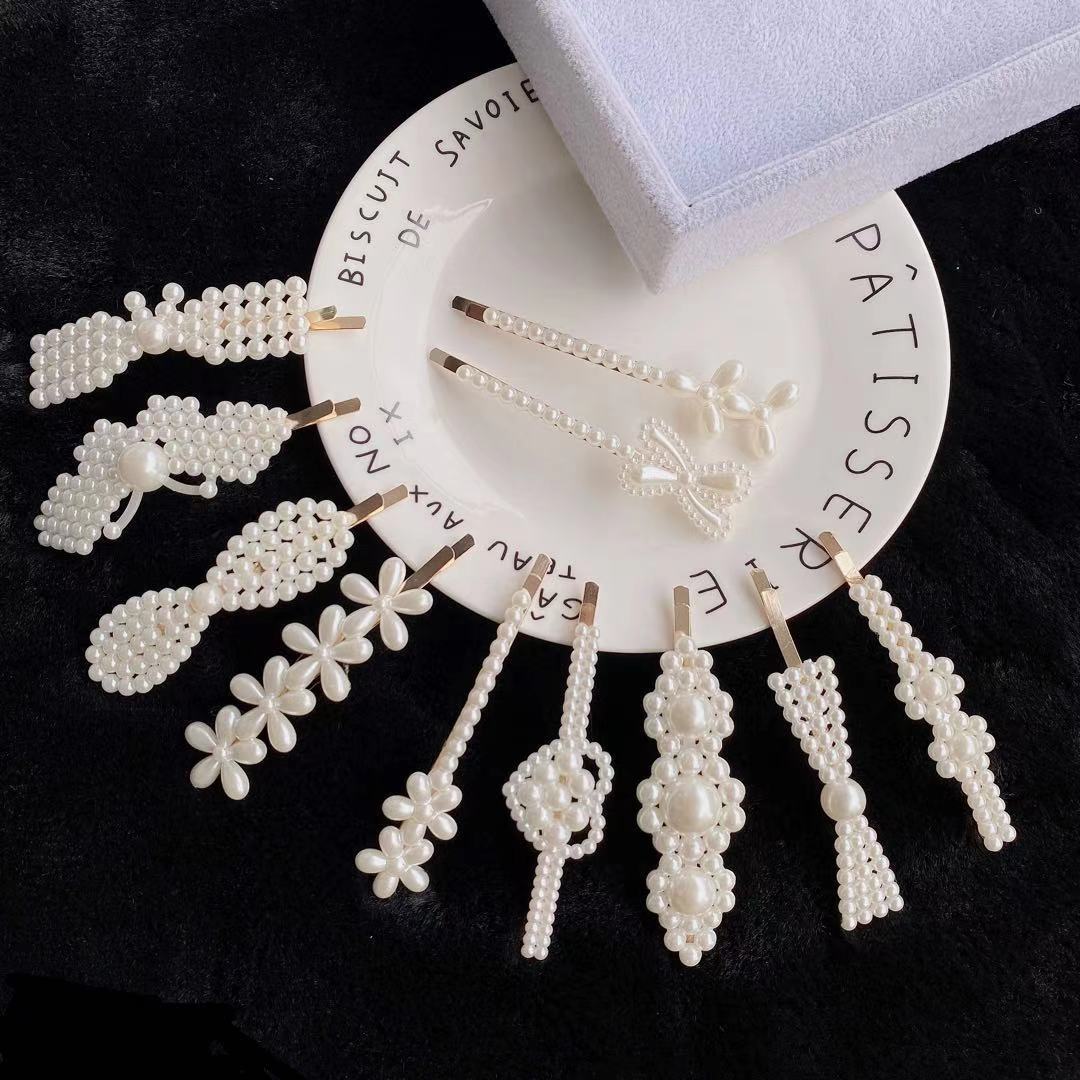 珍珠发夹网红边夹少女卡子一字发卡刘海夹子韩国ins头发顶夹头饰