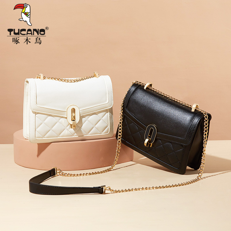 啄木鸟大牌真皮包包女2023新款秋冬休闲百搭时尚小众单肩包小方包