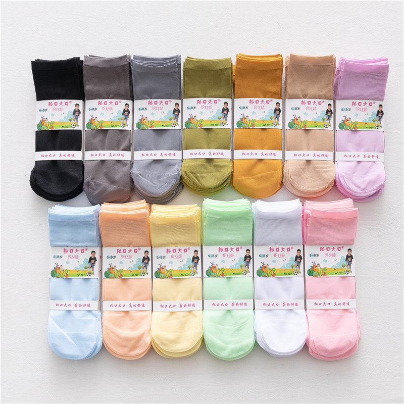 Children's Socks Stockings Socks Summer Thin Summer Girls Spring and Summer Ice Silk Candy Velvet Crystal Steel Wire Stocking