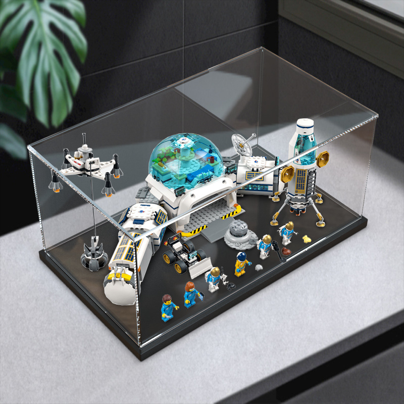 亚克力展示盒适用乐高60350 月球研究基地透明防尘盒大手办收纳盒