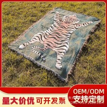 老虎个性创意毛毯沙发装饰毯棉质休闲毯挂毯旅行毯 露营毯