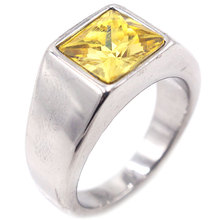 RG374外贸欧美  复古男士钛钢戒指批发 钢色小方形宝石不锈钢戒指