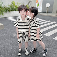 男童POLO衫姐弟套装2024夏季新款儿童短袖六一表演服宝宝薄款衣服