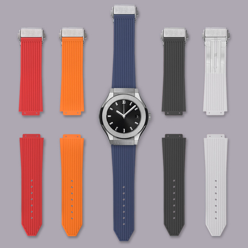 代用恒宝手表表带宇柏大爆炸经典融合宇博凸口26*19mm硅胶表带