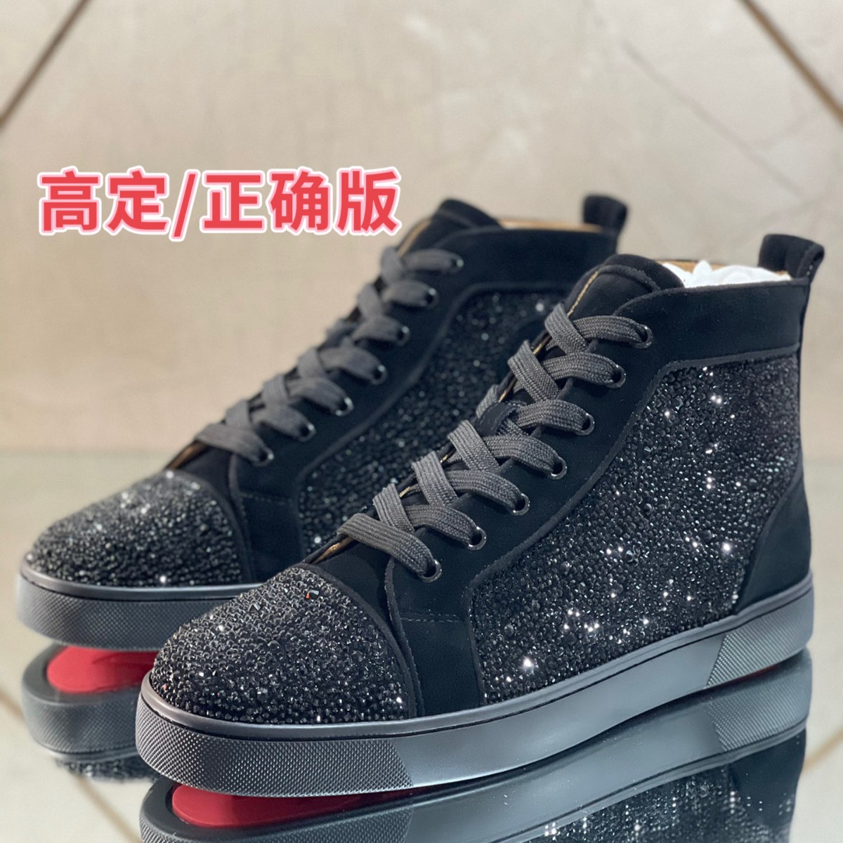 【柜子版】cl男鞋低帮铆钉水钻真皮休闲板鞋女鞋情侣红底鞋-阿里巴巴