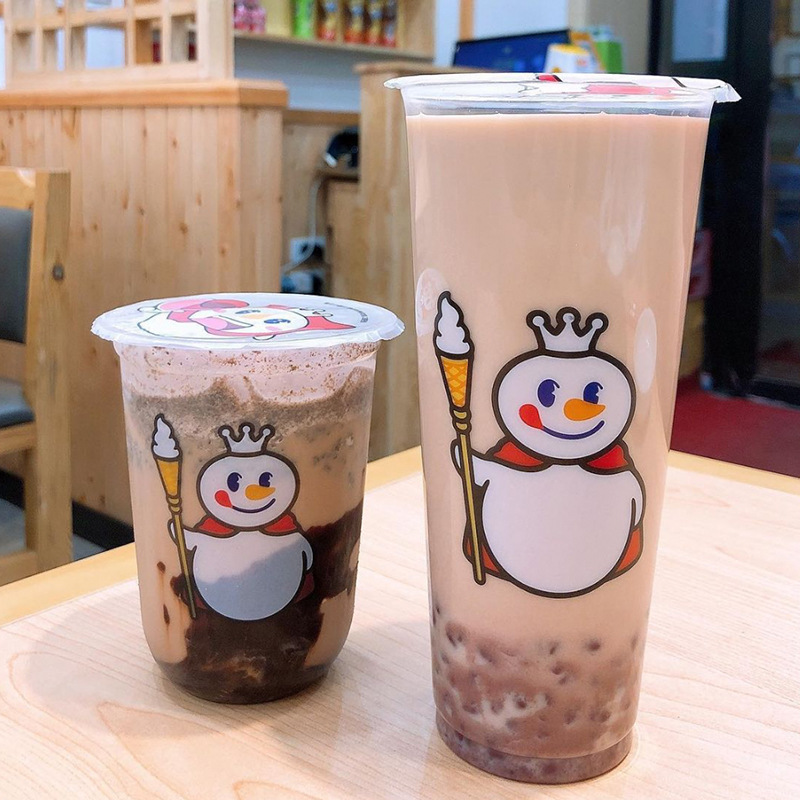 蜜雪冰城奶茶杯子圣代杯700mlu型杯打包袋袋子塑料杯封口膜吸管