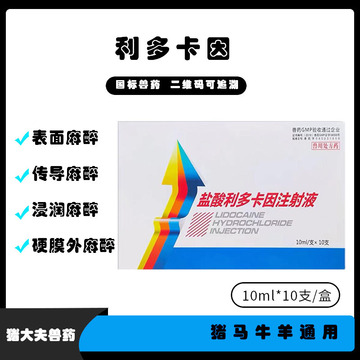 兽用兽药局部麻醉药 盐酸利多卡因注射液 表面麻醉传导麻醉浸润正