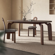 侘寂中古风实木餐桌椅子白蜡木2024年新款高端北欧小户型岩板餐桌