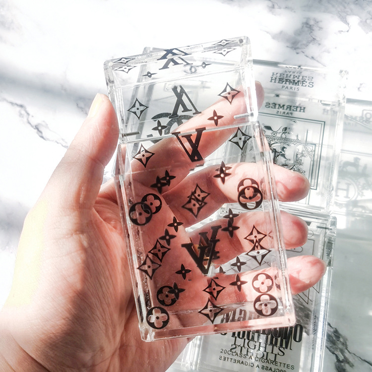 潮 加厚透明翻盖塑料烟盒高档创意亚克力香烟壳男20支装粗支女潮