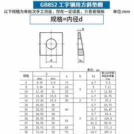 gb852工字钢用方斜垫片垫圈 发黑方斜平垫四方斜垫m6m8m20m24m30