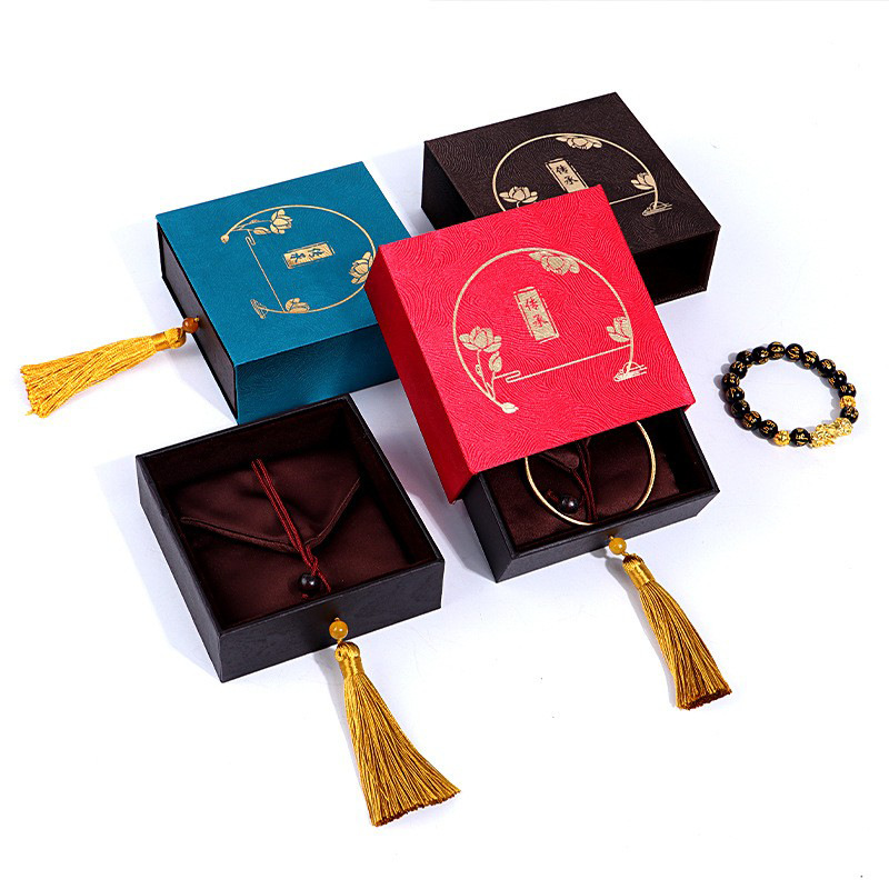 Ancient Gold Tassel Crafts Bracelet Box Pendant Necklace Jewellery Box Bracelet Gift Box Ornament Packaging