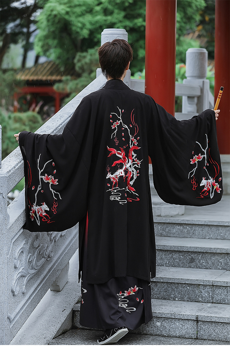 日常中国风汉元素汉服女装情侣直身交领长衫襦裙灵狐刺绣cp剧本杀