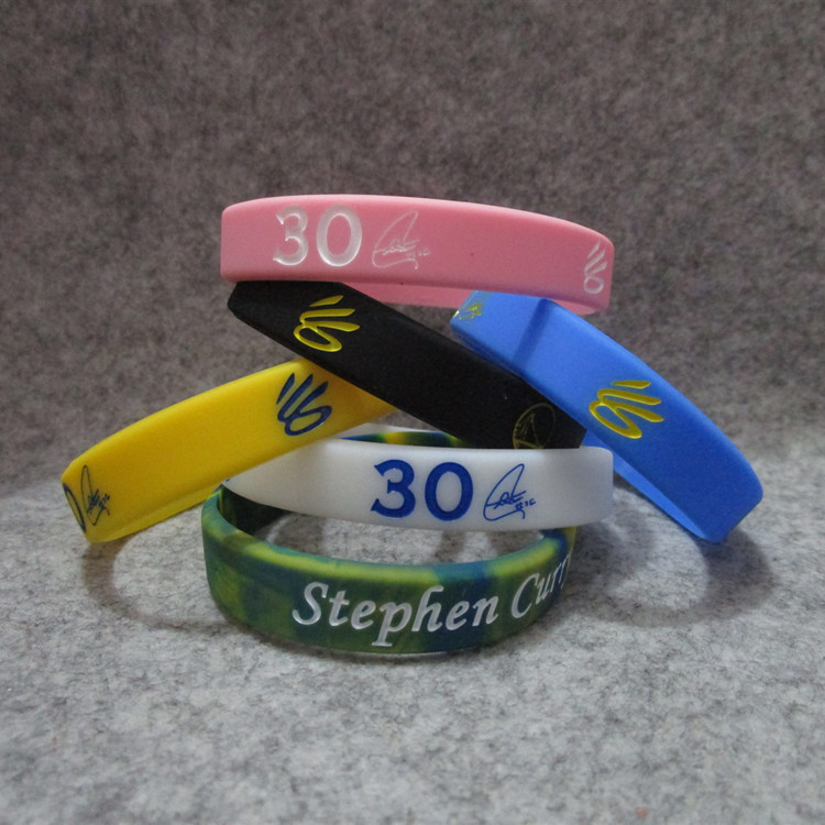 篮球星库里新logo圆标签名运动手环硅胶腕带球迷饰品夜光情侣手链