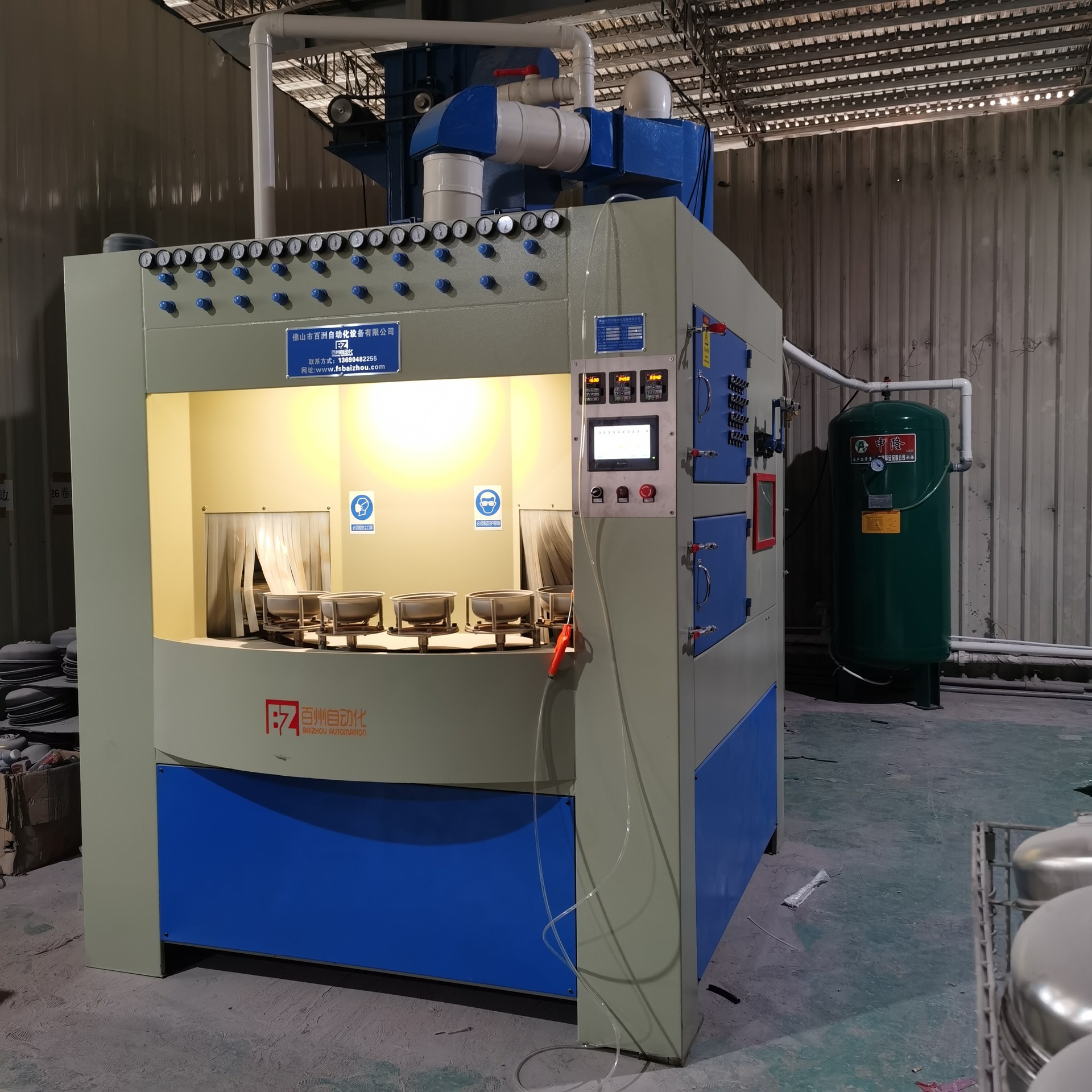 供应广西转盘式喷砂机bz-2121-18圆盘类环保转台式自动打砂机