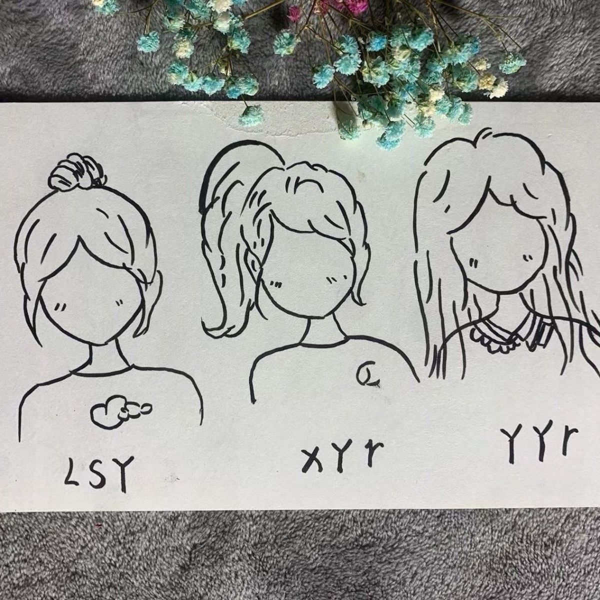 送闺蜜好朋友情侣创意铅笔画手绘速写素描装饰画卡通可爱装饰礼品