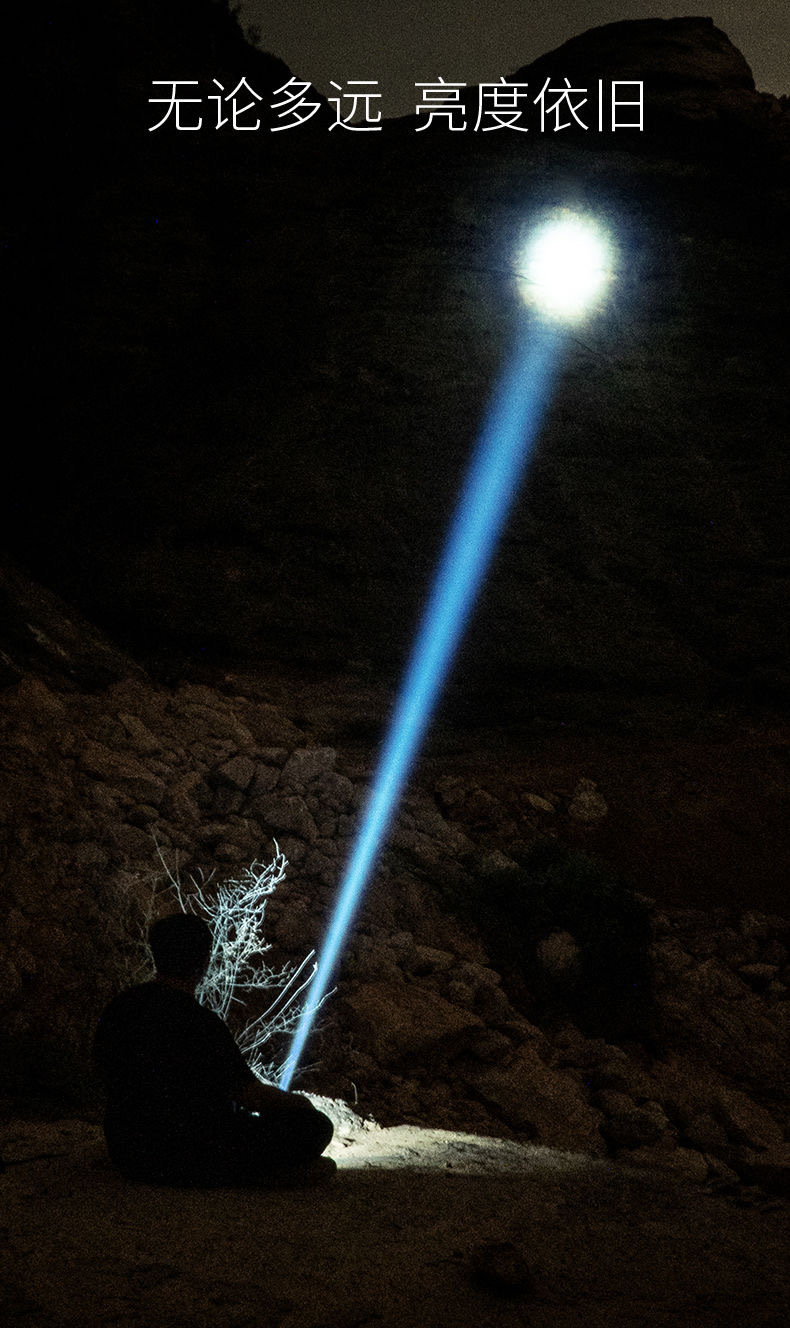 跨境手电筒强光超亮户外远射可充电三核锂电池巡逻led探照工矿灯