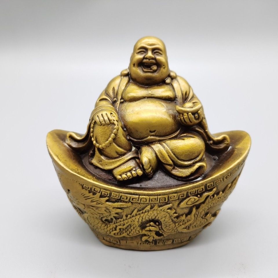 0成交103件厂家 纯铜弥勒佛摆件佛像元宝纯铜弥勒佛家居汽车摆设相似