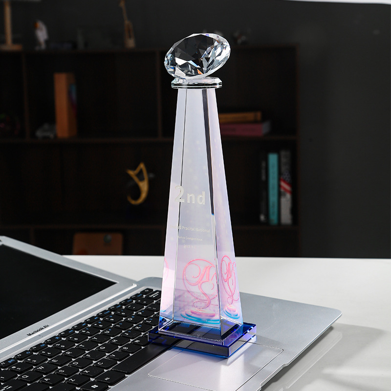 钻石水晶奖杯制作彩印奖杯学生比赛员工表彰企业纪念保险创意奖杯