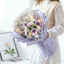 创意生日礼物针织编织毛线玫瑰花束向日葵成品母亲节送妈妈女朋友
